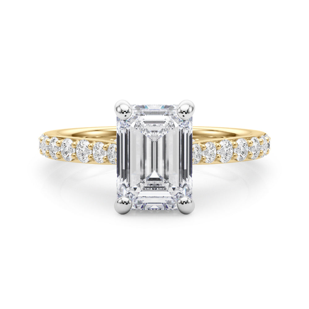 Luxe Halo Emerald Diamond Engagement Ring — 9K/18K Gold & Platinum