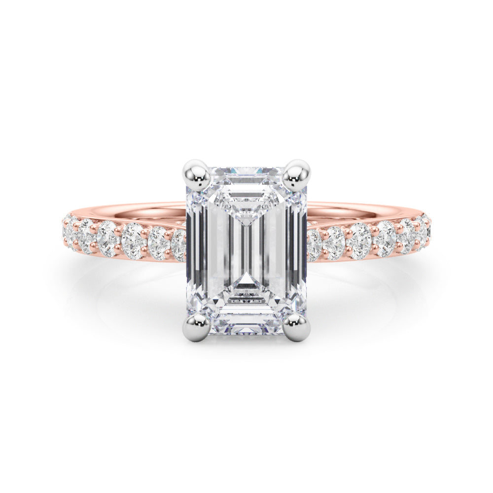 Luxe Halo Emerald Diamond Engagement Ring — 9K/18K Gold & Platinum