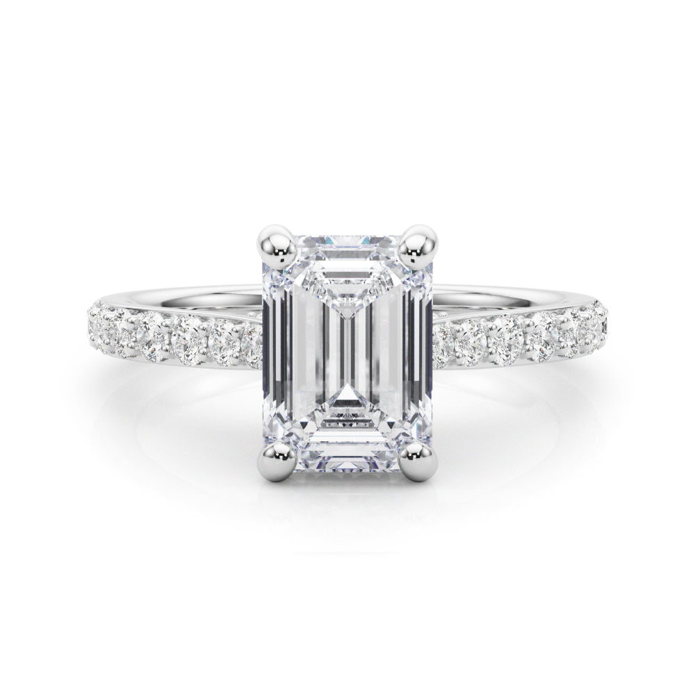 Luxe Halo Emerald Diamond Engagement Ring — 9K/18K Gold & Platinum