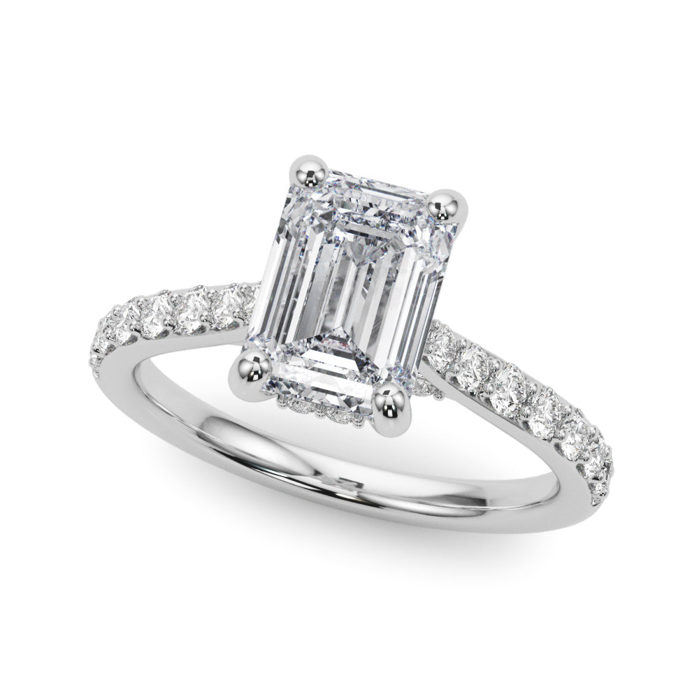 Luxe Halo Emerald Diamond Engagement Ring — 9K/18K Gold & Platinum