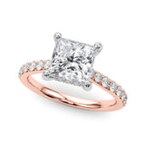 Refined Halo Princess Diamond Engagement Ring — 9K/18K Gold & Platinum