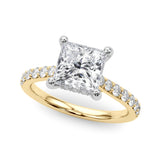 Refined Halo Princess Diamond Engagement Ring — 9K/18K Gold & Platinum