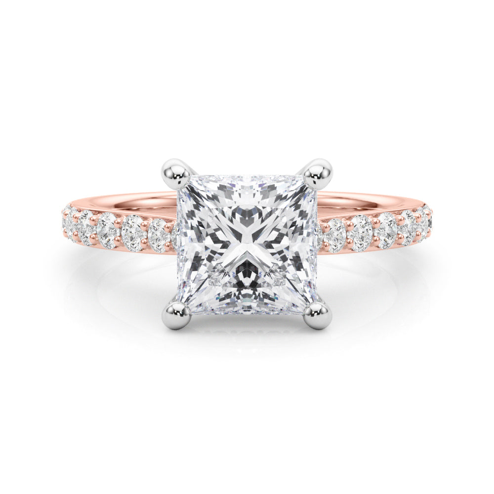 Refined Halo Princess Diamond Engagement Ring — 9K/18K Gold & Platinum