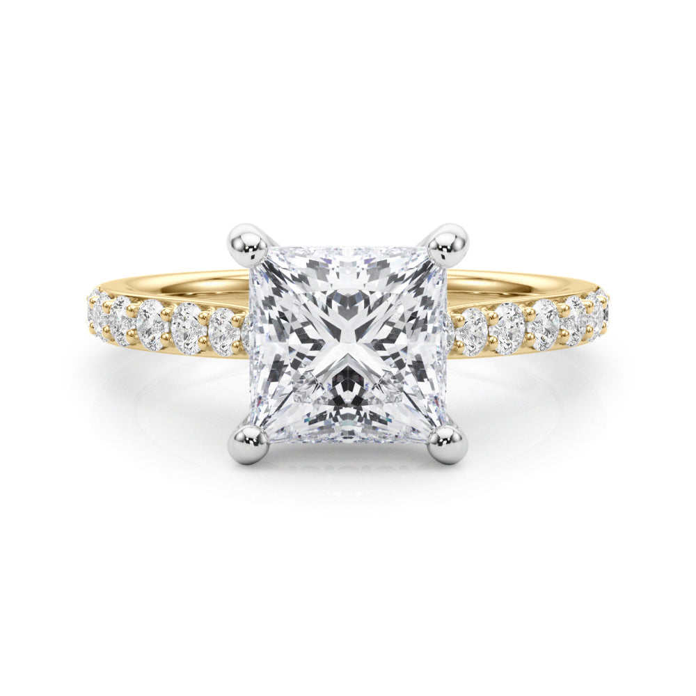 Refined Halo Princess Diamond Engagement Ring — 9K/18K Gold & Platinum