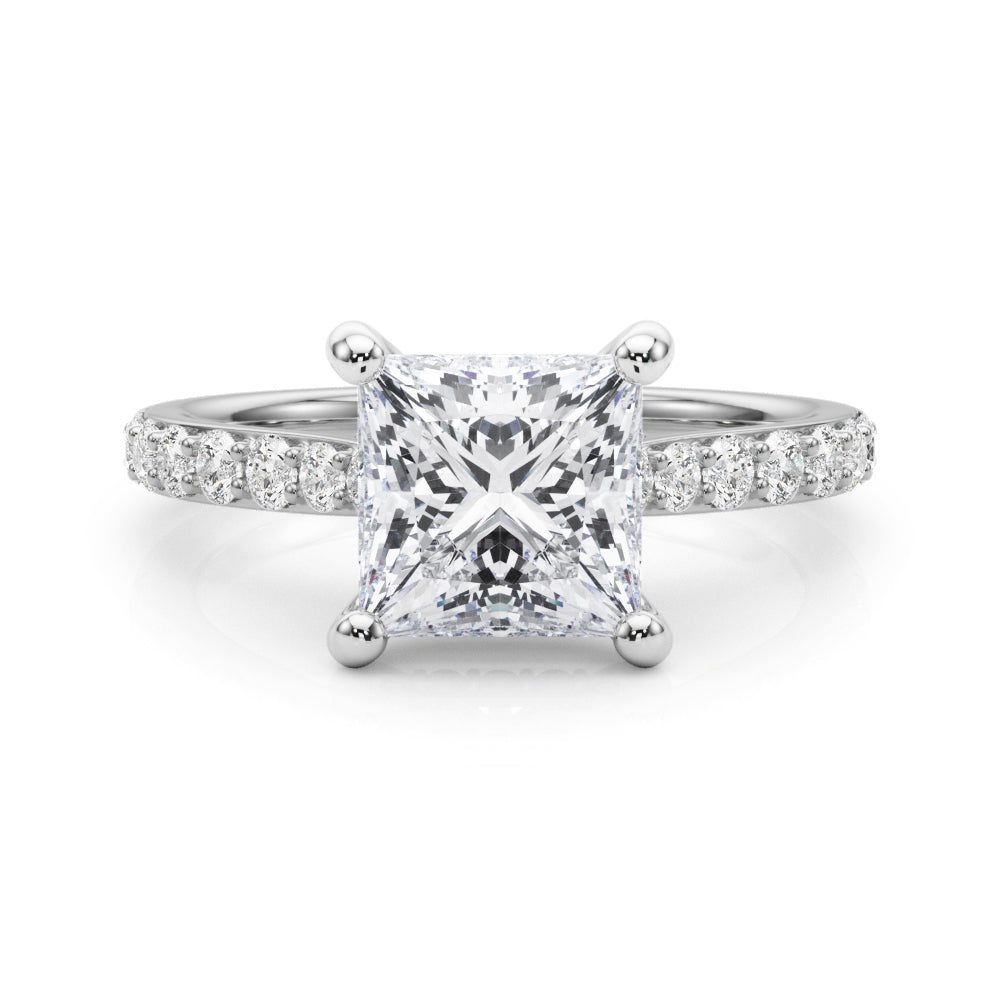 Refined Halo Princess Diamond Engagement Ring — 9K/18K Gold & Platinum