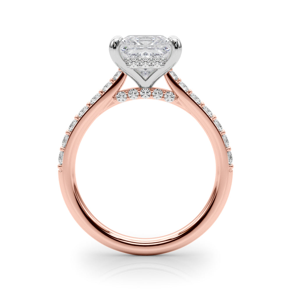 Refined Halo Princess Diamond Engagement Ring — 9K/18K Gold & Platinum