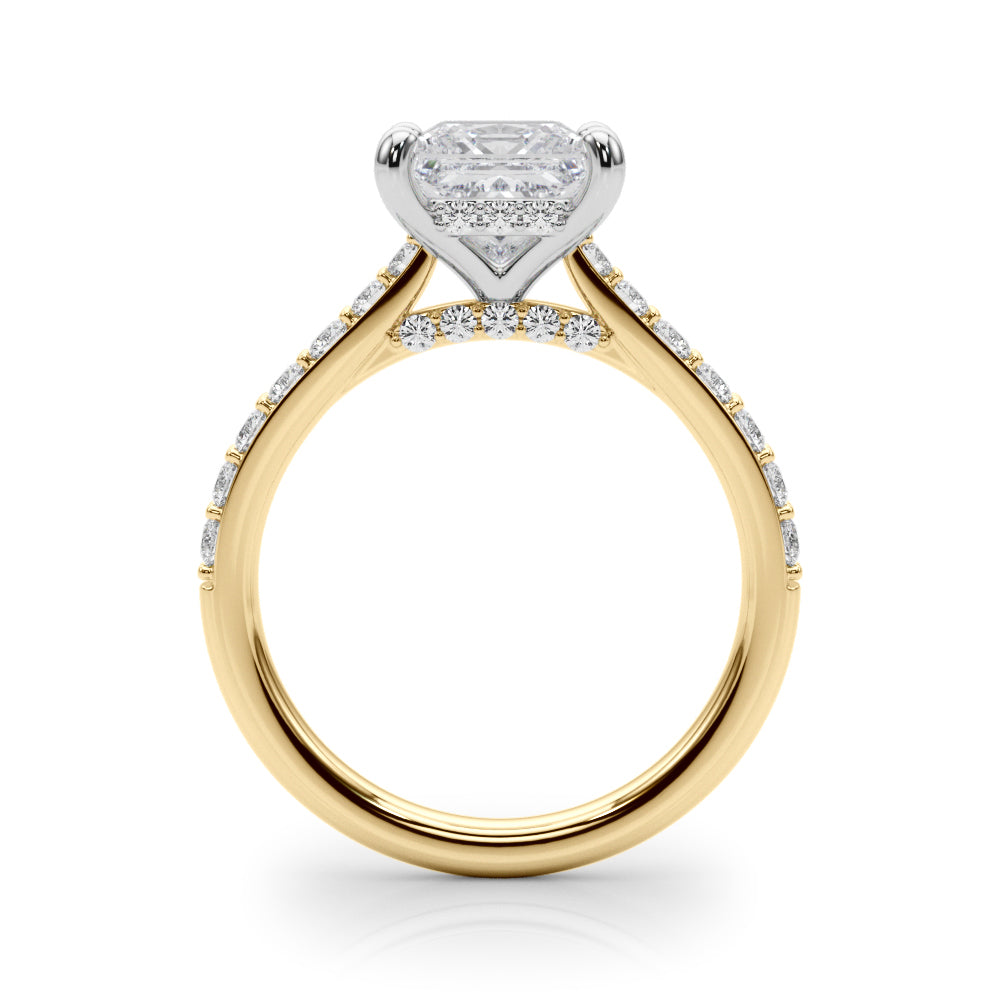 Refined Halo Princess Diamond Engagement Ring — 9K/18K Gold & Platinum