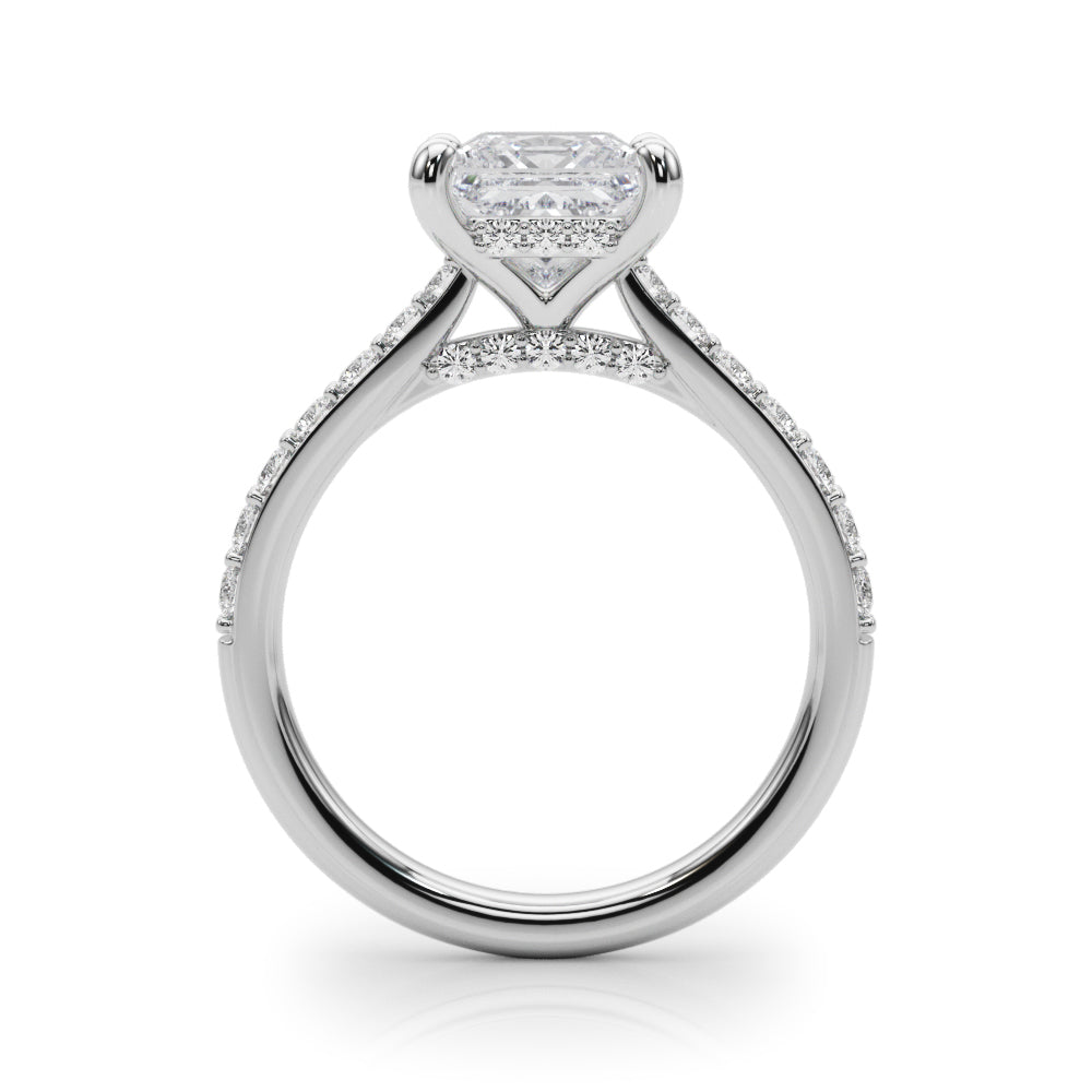 Refined Halo Princess Diamond Engagement Ring — 9K/18K Gold & Platinum