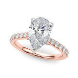 Iconic Halo Pear Diamond Engagement Ring — 9K/18K Gold & Platinum