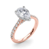 Iconic Halo Pear Diamond Engagement Ring — 9K/18K Gold & Platinum