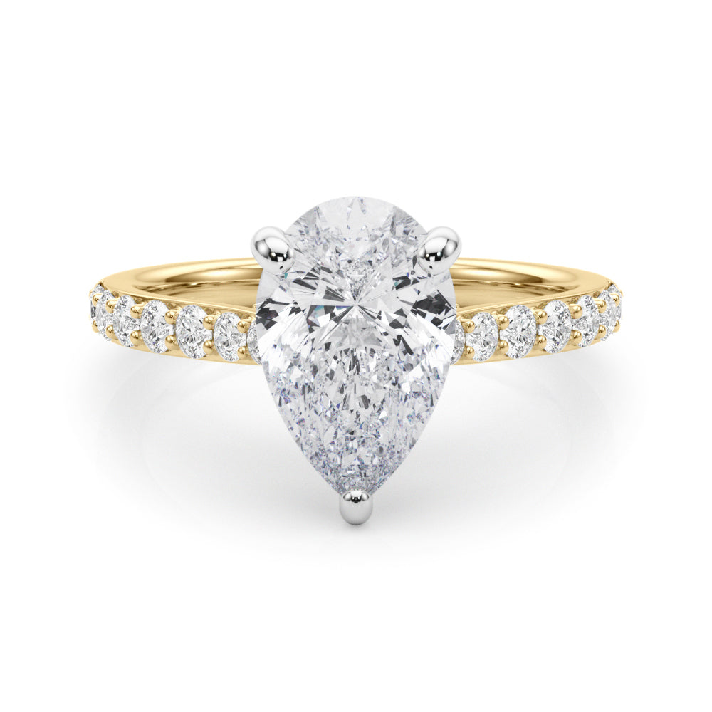 Iconic Halo Pear Diamond Engagement Ring — 9K/18K Gold & Platinum