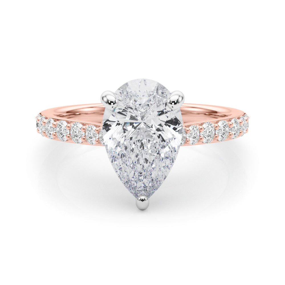 Iconic Halo Pear Diamond Engagement Ring — 9K/18K Gold & Platinum