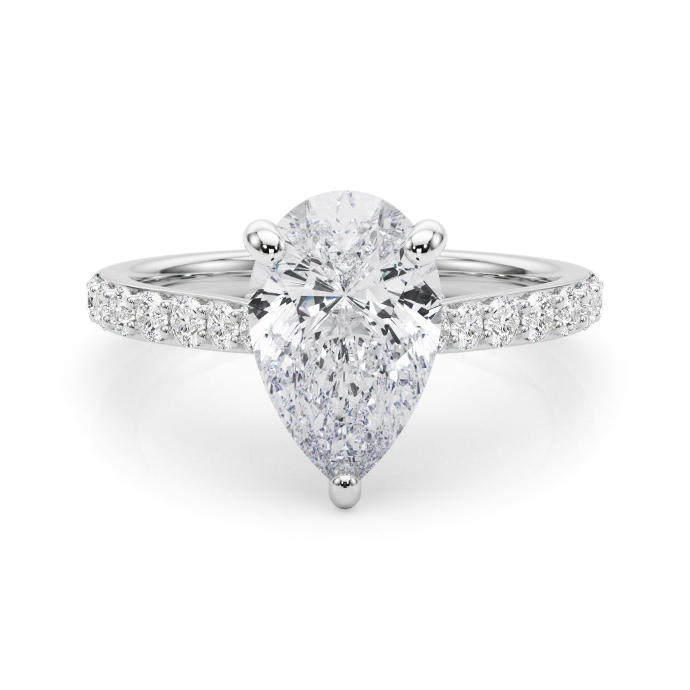 Iconic Halo Pear Diamond Engagement Ring — 9K/18K Gold & Platinum