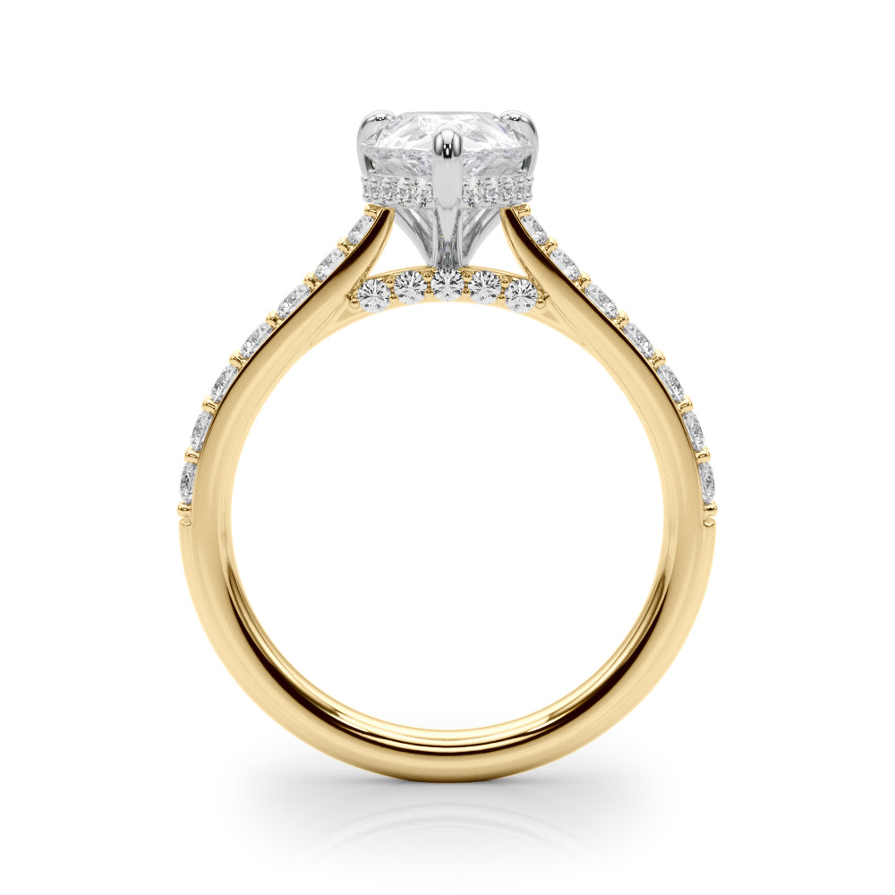 Iconic Halo Pear Diamond Engagement Ring — 9K/18K Gold & Platinum