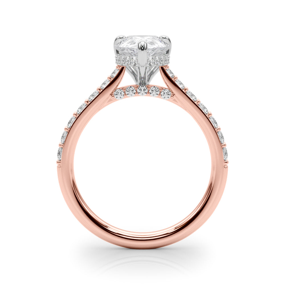 Iconic Halo Pear Diamond Engagement Ring — 9K/18K Gold & Platinum