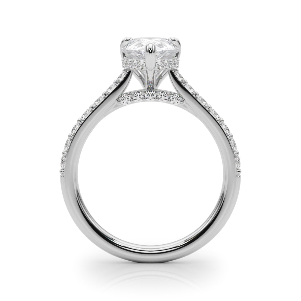 Iconic Halo Pear Diamond Engagement Ring — 9K/18K Gold & Platinum