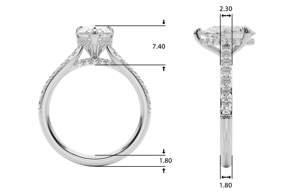 Iconic Halo Pear Diamond Engagement Ring — 9K/18K Gold & Platinum