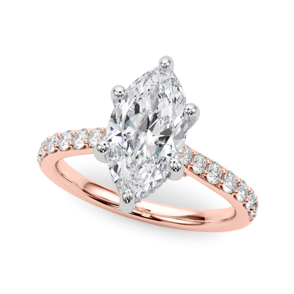 Signature Halo Marquise Diamond Engagement Ring — 9K/18K Gold & Platinum