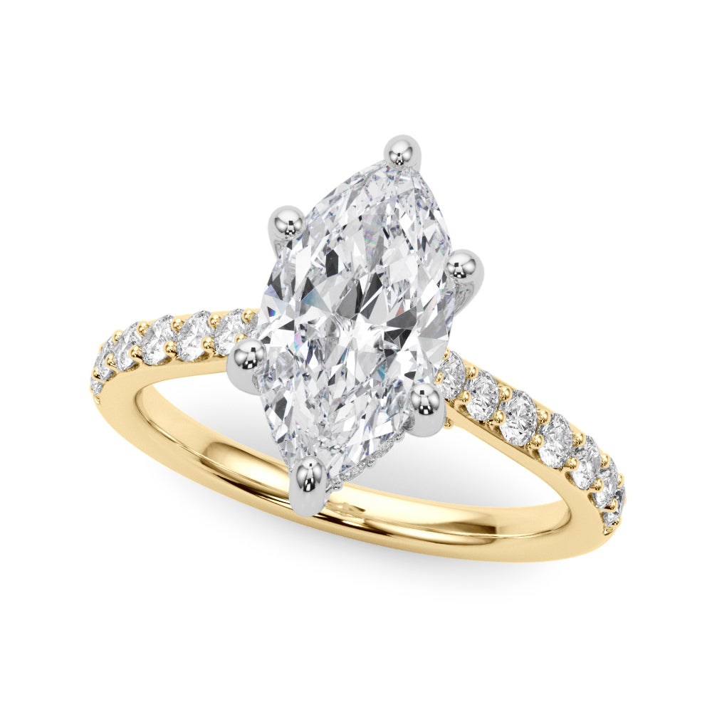 Signature Halo Marquise Diamond Engagement Ring — 9K/18K Gold & Platinum