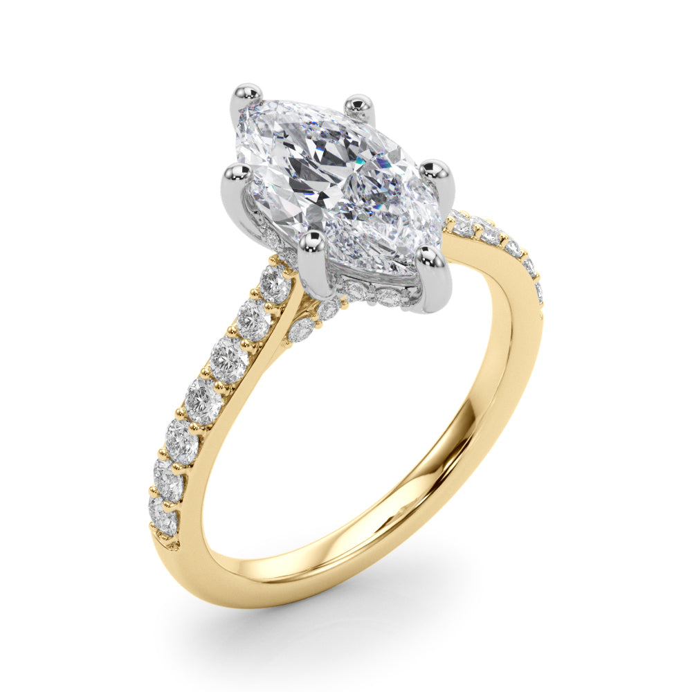 Signature Halo Marquise Diamond Engagement Ring — 9K/18K Gold & Platinum