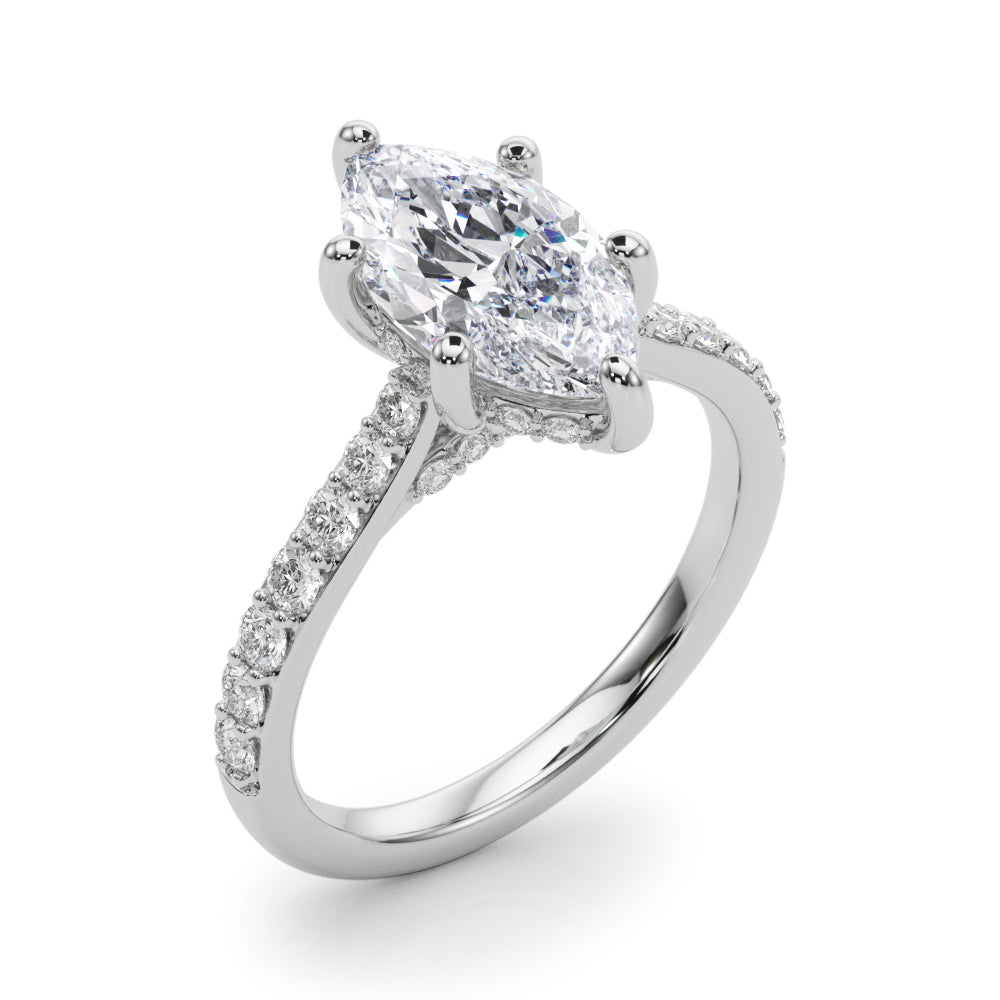 Signature Halo Marquise Diamond Engagement Ring — 9K/18K Gold & Platinum