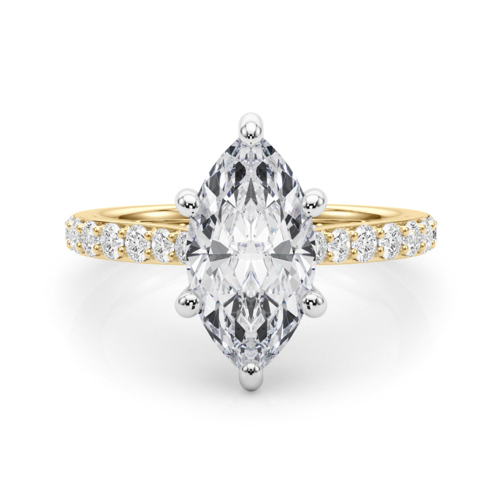 Signature Halo Marquise Diamond Engagement Ring — 9K/18K Gold & Platinum