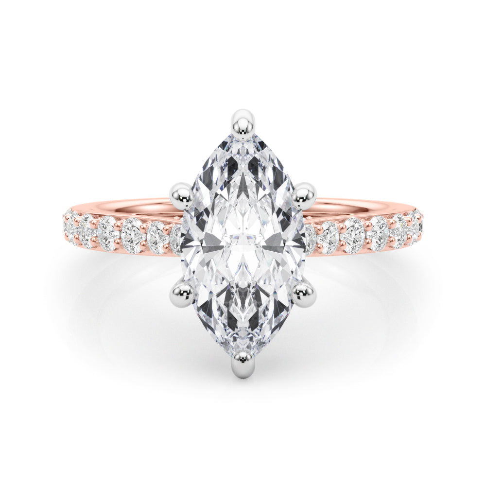 Signature Halo Marquise Diamond Engagement Ring — 9K/18K Gold & Platinum