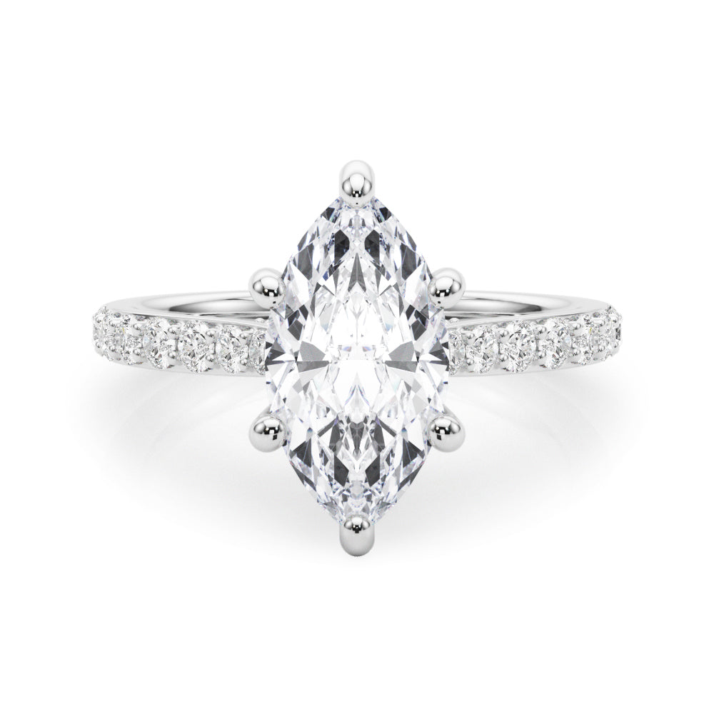 Signature Halo Marquise Diamond Engagement Ring — 9K/18K Gold & Platinum