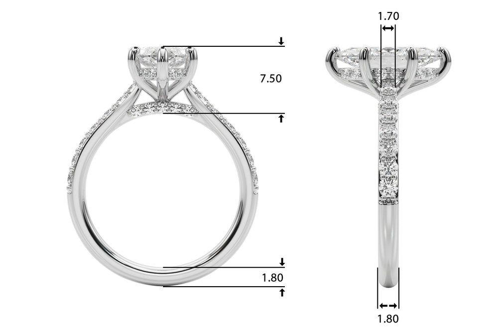 Signature Halo Marquise Diamond Engagement Ring — 9K/18K Gold & Platinum