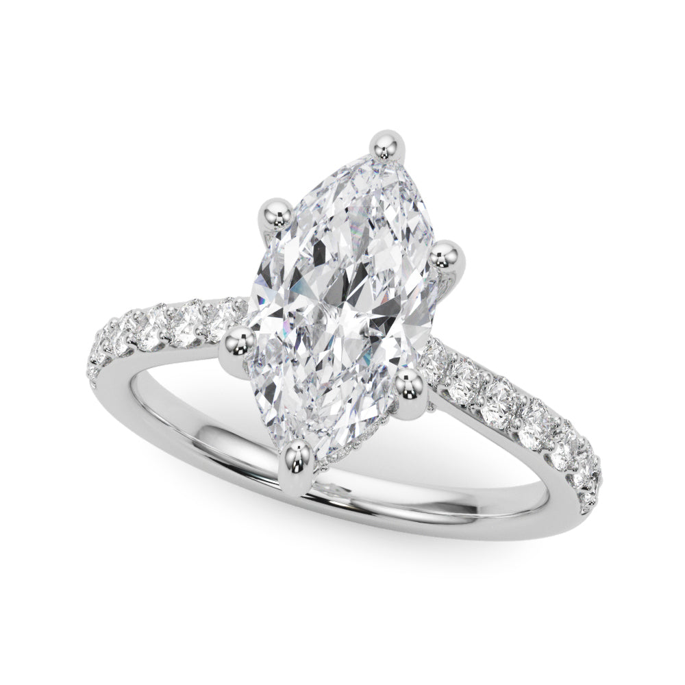 Signature Halo Marquise Diamond Engagement Ring — 9K/18K Gold & Platinum