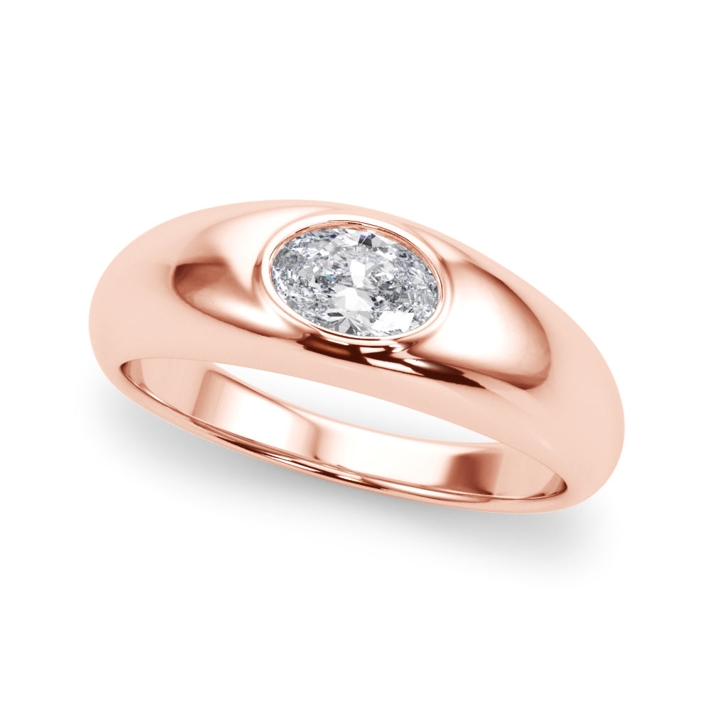 Artisan Solitaire Ov Bezel Set Oval Diamond Engagement Ring — 9K/18K Gold & Platinum