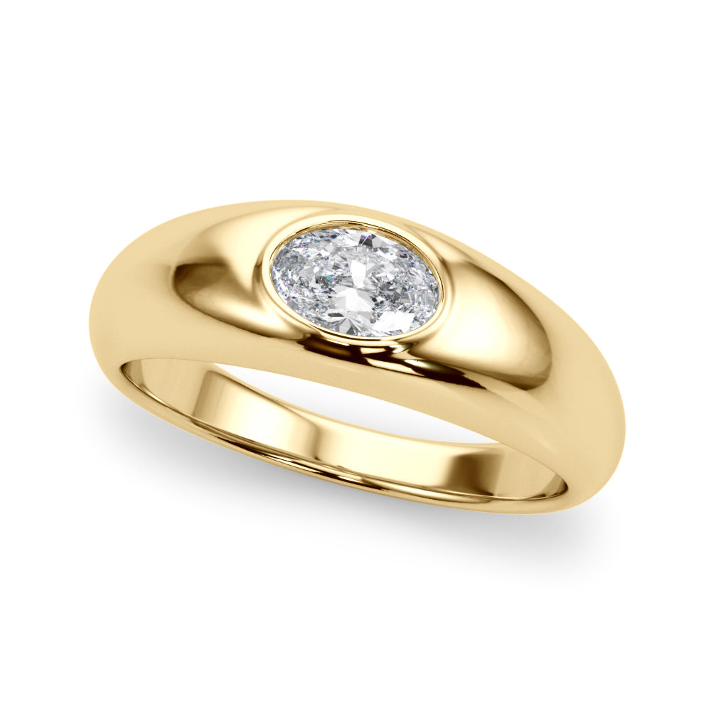 Artisan Solitaire Ov Bezel Set Oval Diamond Engagement Ring — 9K/18K Gold & Platinum