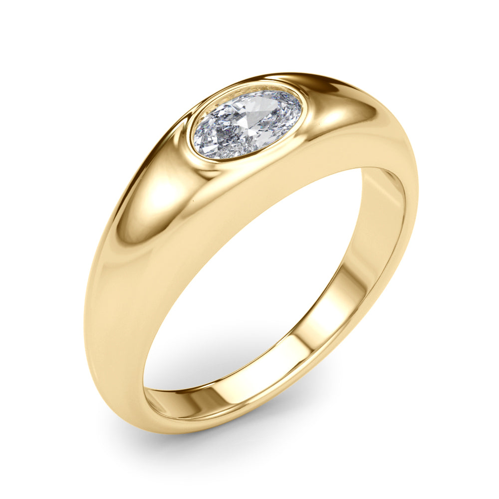 Artisan Solitaire Ov Bezel Set Oval Diamond Engagement Ring — 9K/18K Gold & Platinum