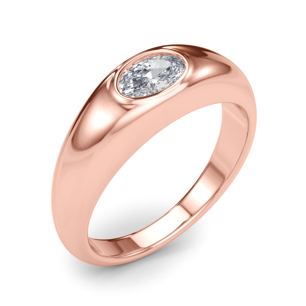 Artisan Solitaire Ov Bezel Set Oval Diamond Engagement Ring — 9K/18K Gold & Platinum