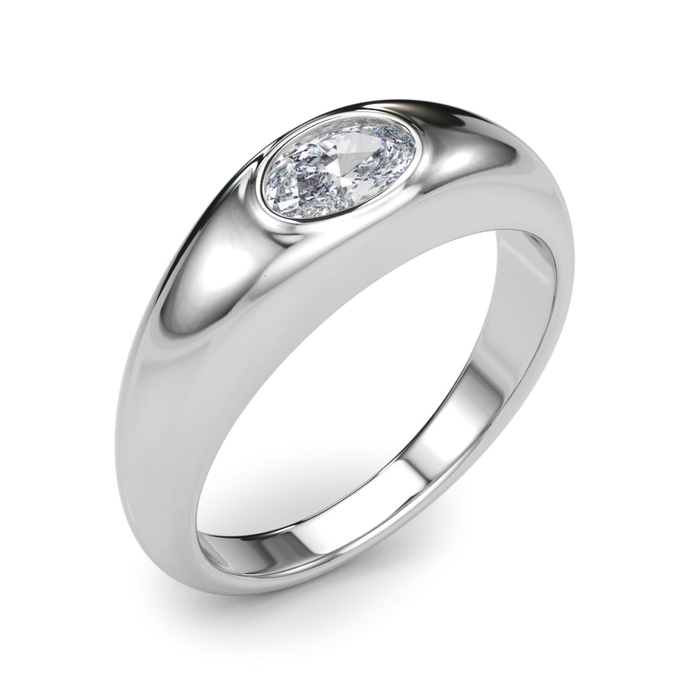 Artisan Solitaire Ov Bezel Set Oval Diamond Engagement Ring — 9K/18K Gold & Platinum