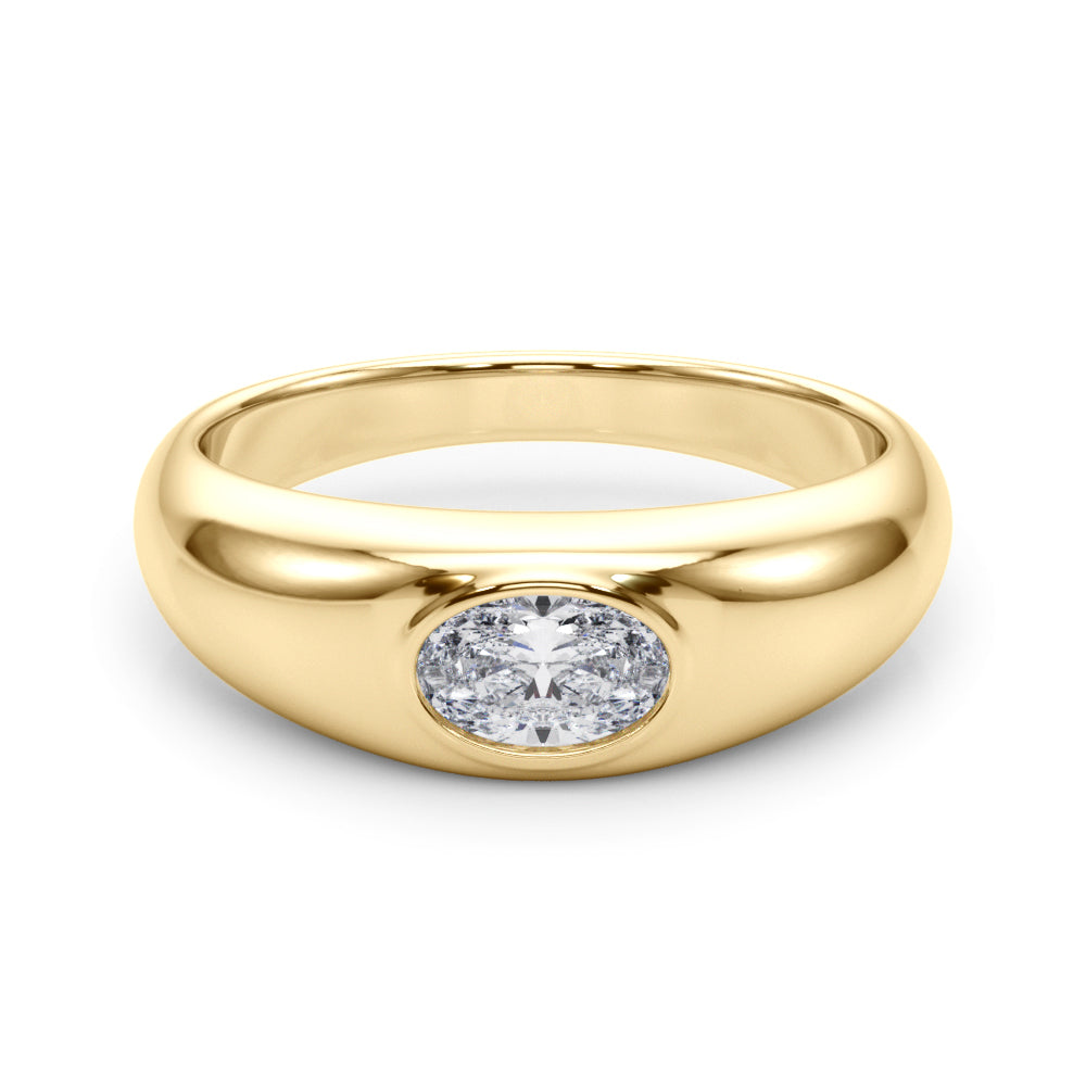 Artisan Solitaire Ov Bezel Set Oval Diamond Engagement Ring — 9K/18K Gold & Platinum