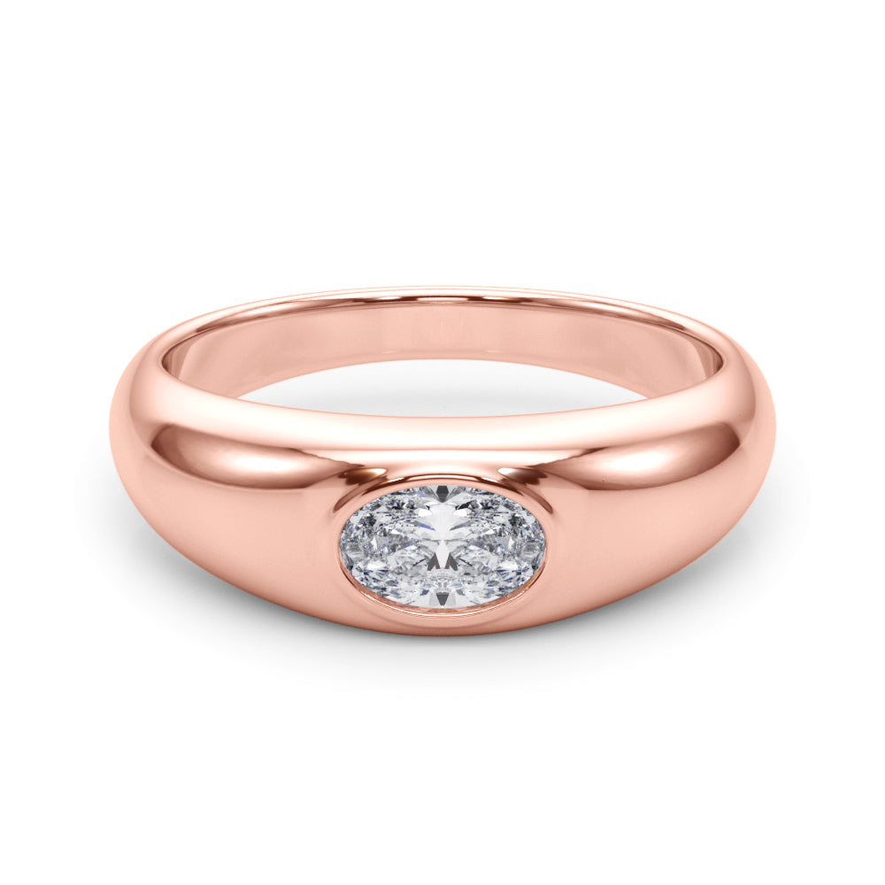 Artisan Solitaire Ov Bezel Set Oval Diamond Engagement Ring — 9K/18K Gold & Platinum