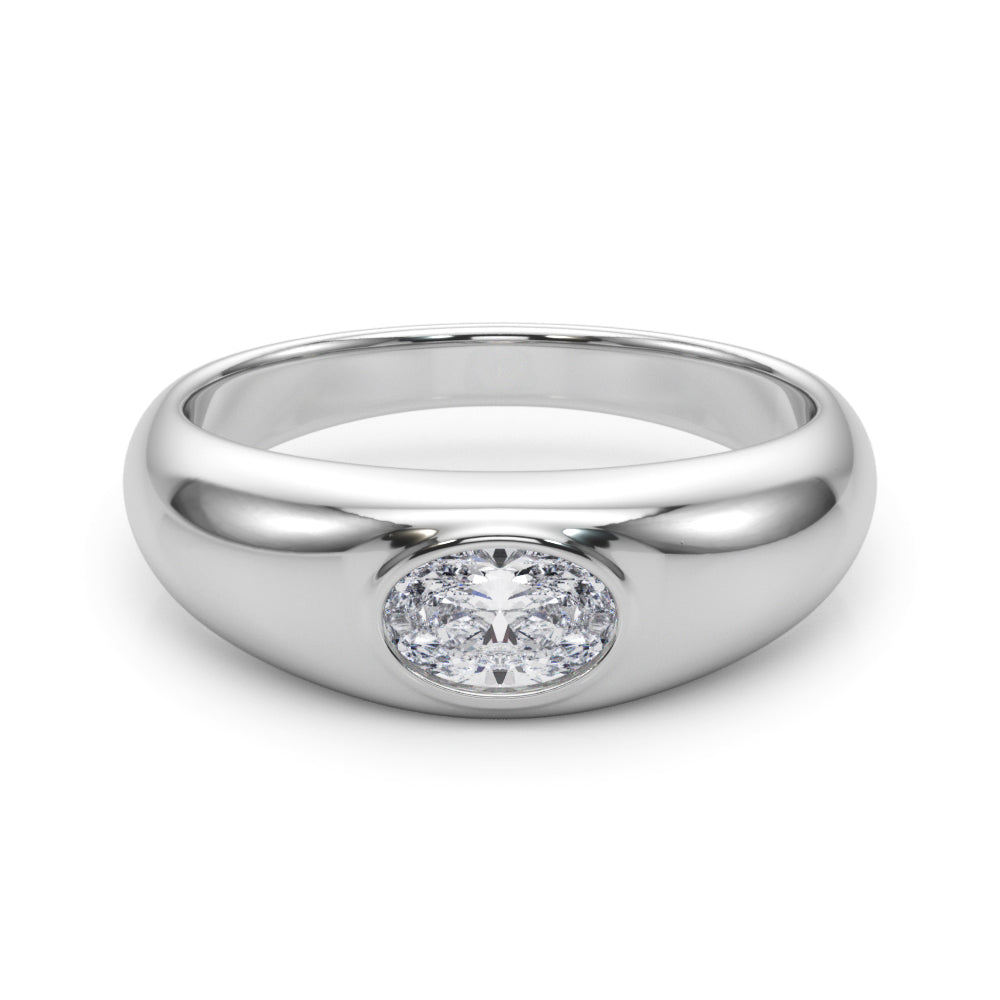 Artisan Solitaire Ov Bezel Set Oval Diamond Engagement Ring — 9K/18K Gold & Platinum