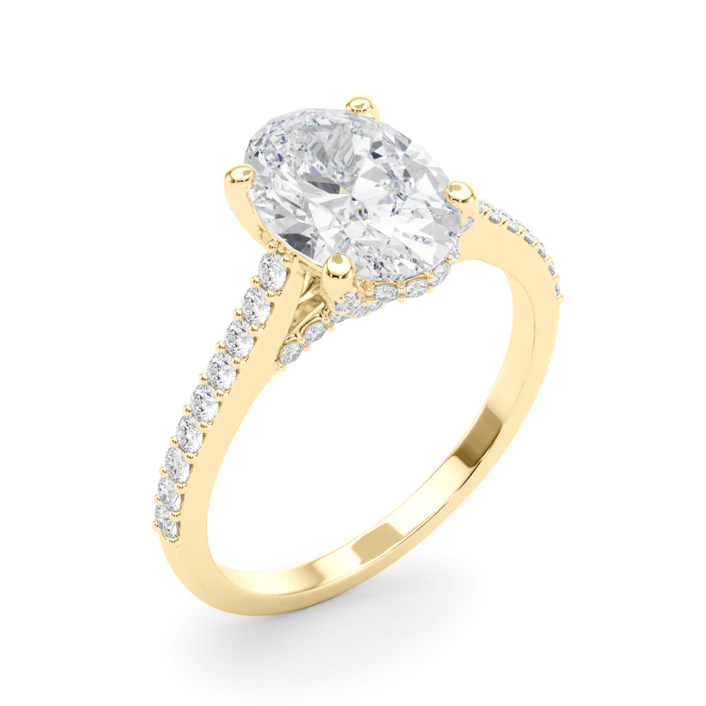 Heirloom Center Oval Diamond Engagement Ring — 9K/18K Gold & Platinum