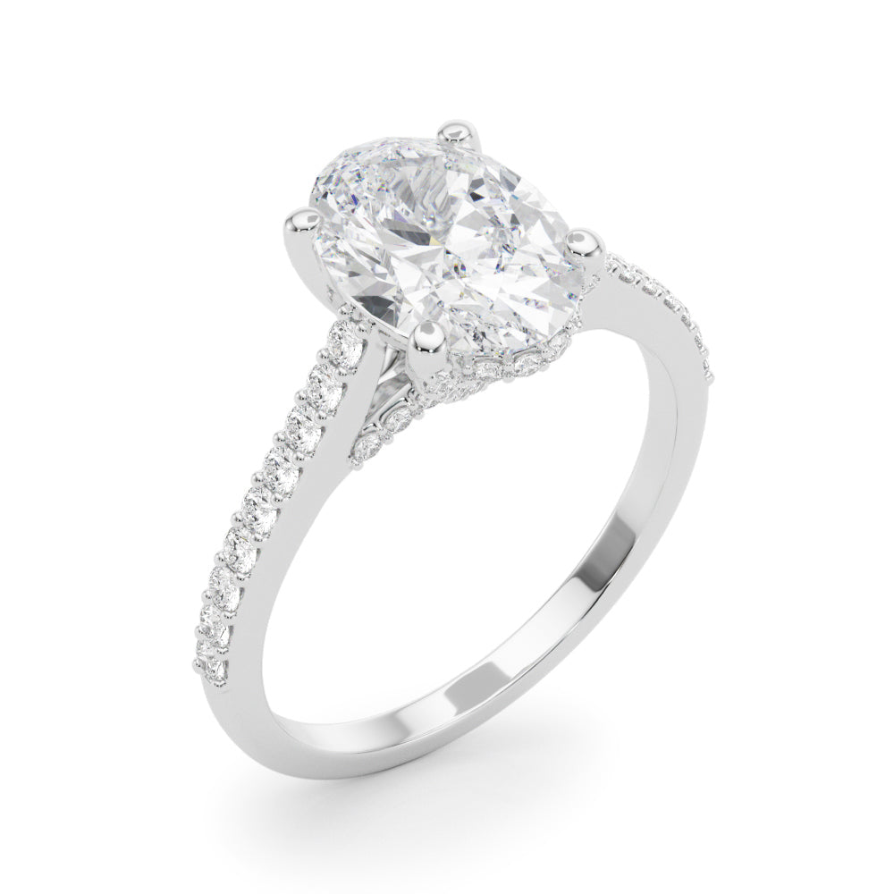 Heirloom Center Oval Diamond Engagement Ring — 9K/18K Gold & Platinum