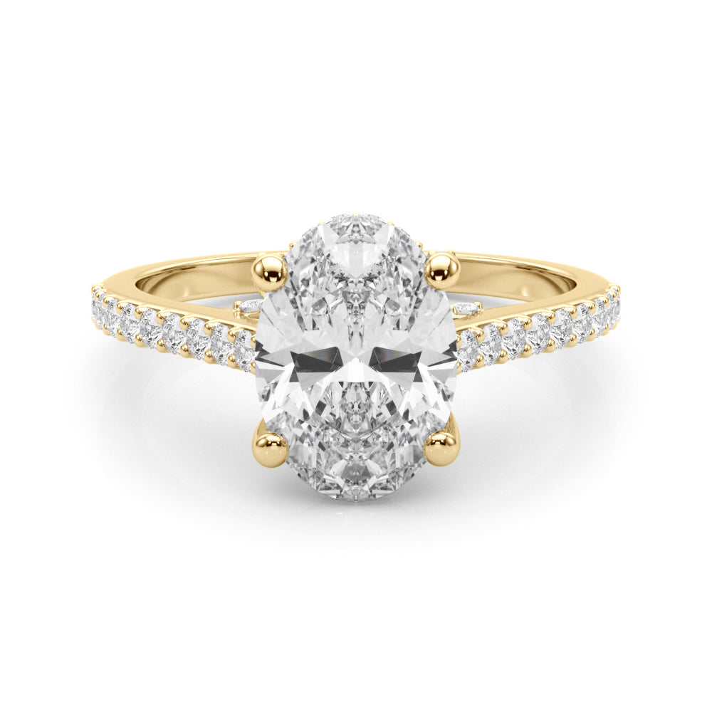 Heirloom Center Oval Diamond Engagement Ring — 9K/18K Gold & Platinum
