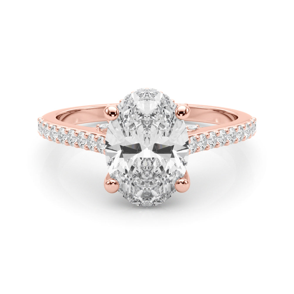 Heirloom Center Oval Diamond Engagement Ring — 9K/18K Gold & Platinum