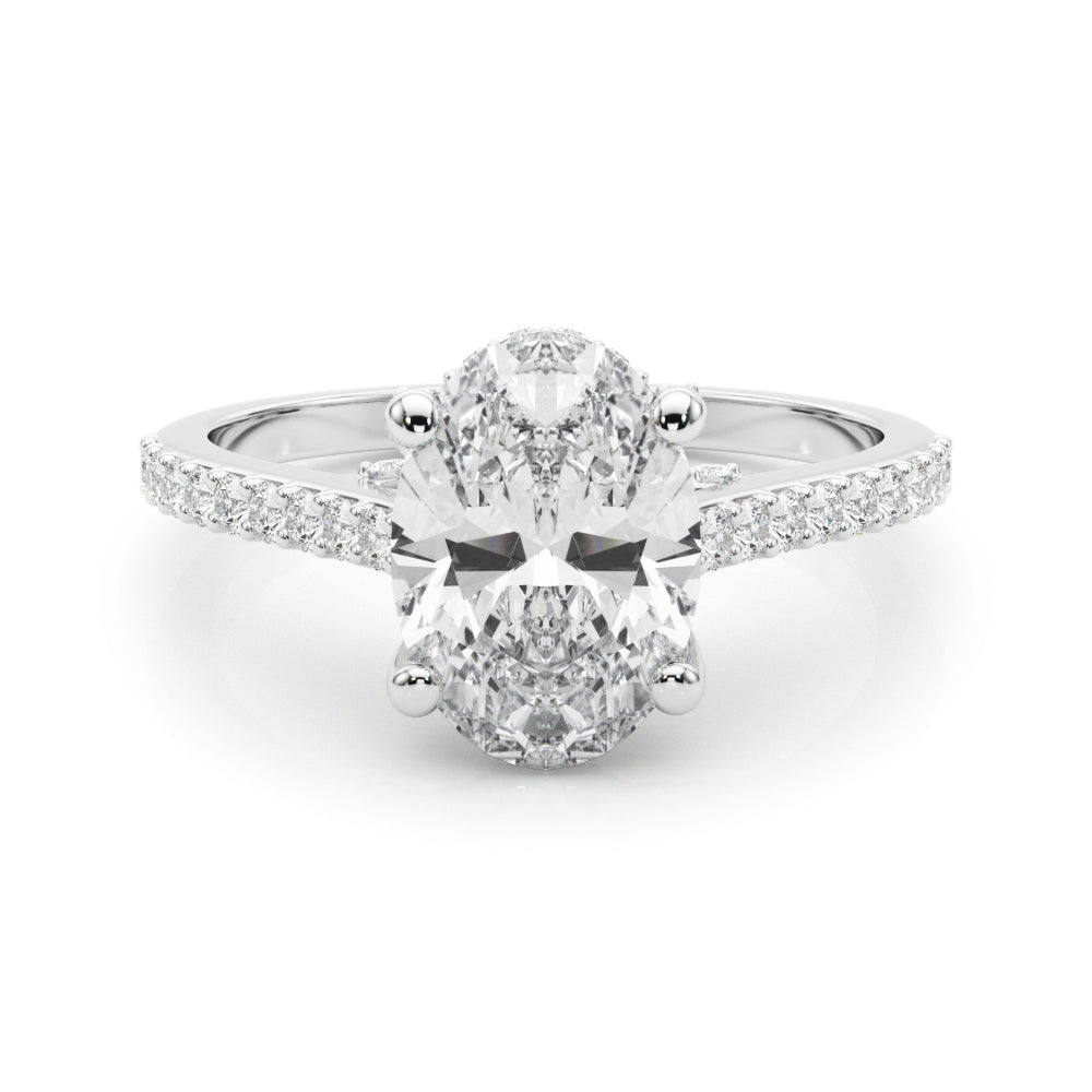 Heirloom Center Oval Diamond Engagement Ring — 9K/18K Gold & Platinum