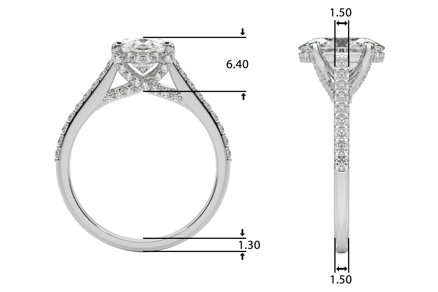 Heirloom Center Oval Diamond Engagement Ring — 9K/18K Gold & Platinum