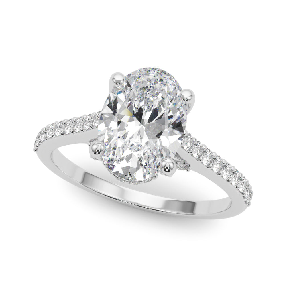Heirloom Center Oval Diamond Engagement Ring — 9K/18K Gold & Platinum