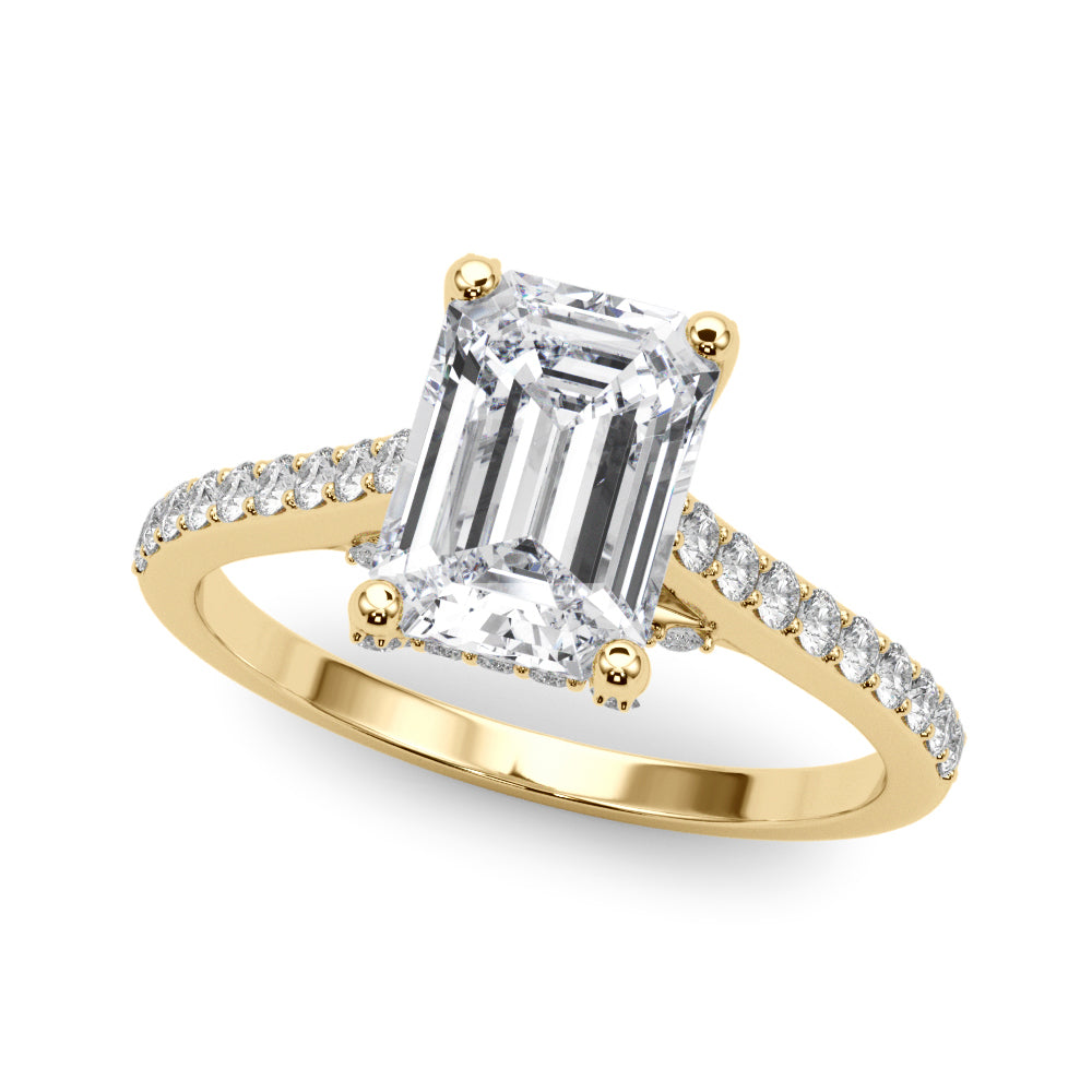 Luxe Ec Center Emerald Diamond Engagement Ring — 9K/18K Gold & Platinum