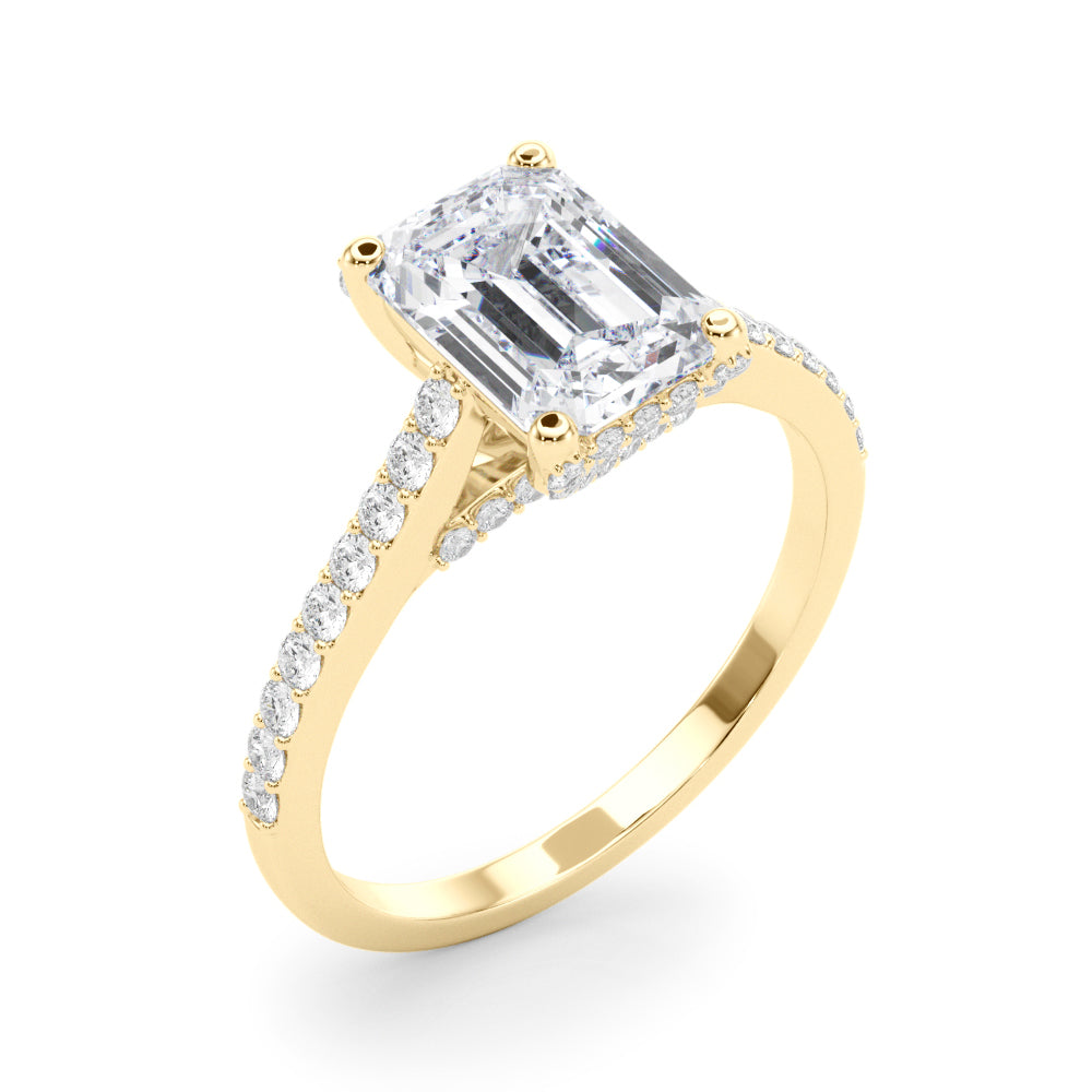 Luxe Ec Center Emerald Diamond Engagement Ring — 9K/18K Gold & Platinum