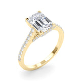 Luxe Ec Center Emerald Diamond Engagement Ring — 9K/18K Gold & Platinum