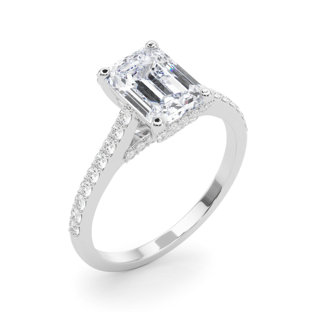 Luxe Ec Center Emerald Diamond Engagement Ring — 9K/18K Gold & Platinum