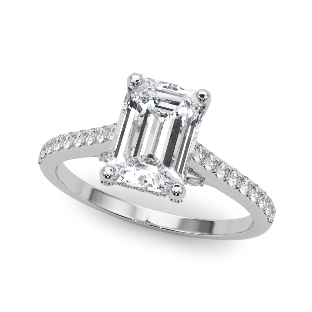 Luxe Ec Center Emerald Diamond Engagement Ring — 9K/18K Gold & Platinum